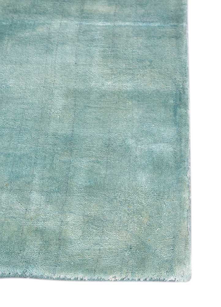 basis blue wool and viscose hand loom Rug - Corner