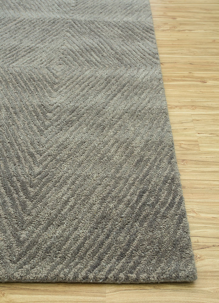 pathways grey and black wool hand tufted Rug - Corner pathways grey and black wool hand tufted Rug - Corner