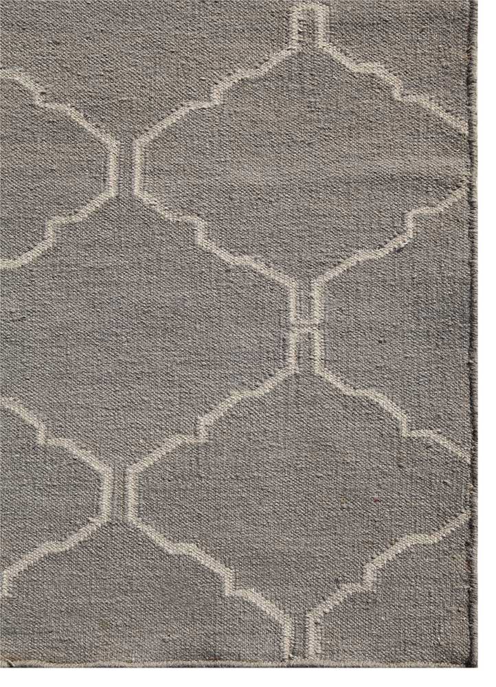 indusbar grey and black wool flat weaves Rug - Corner