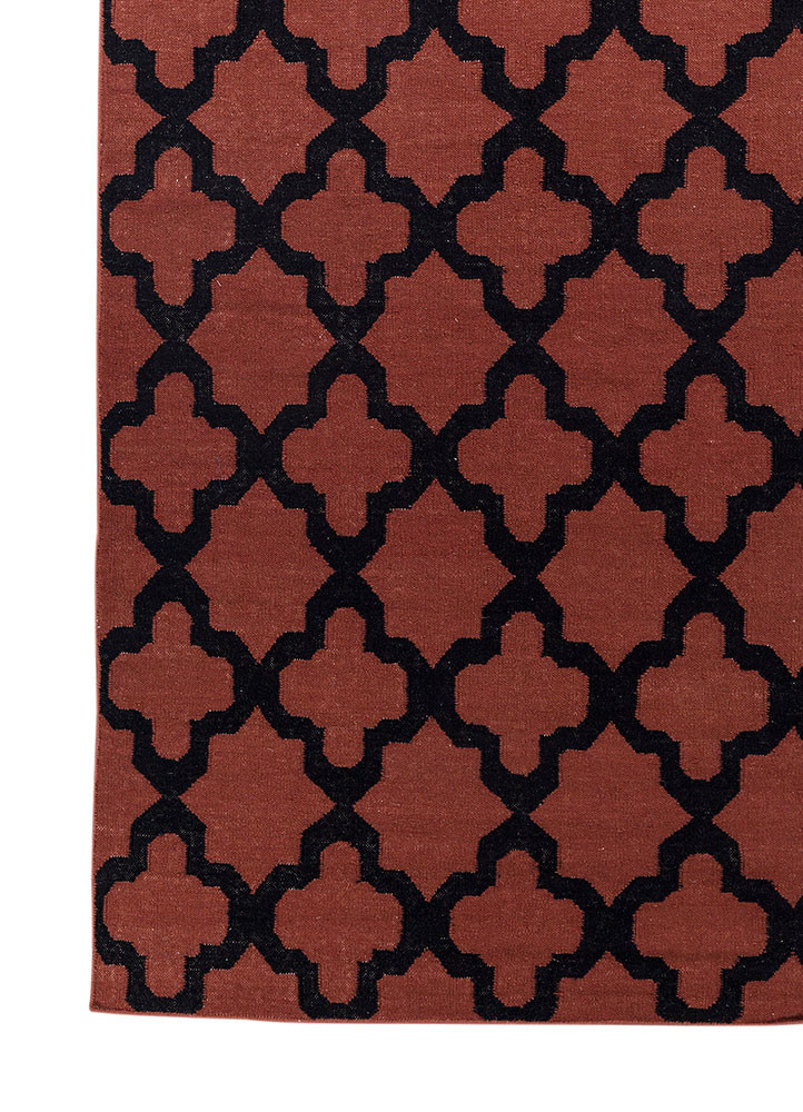 indusbar red and orange wool flat weaves Rug - Corner