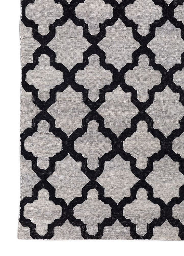 indusbar blue wool flat weaves Rug - Corner