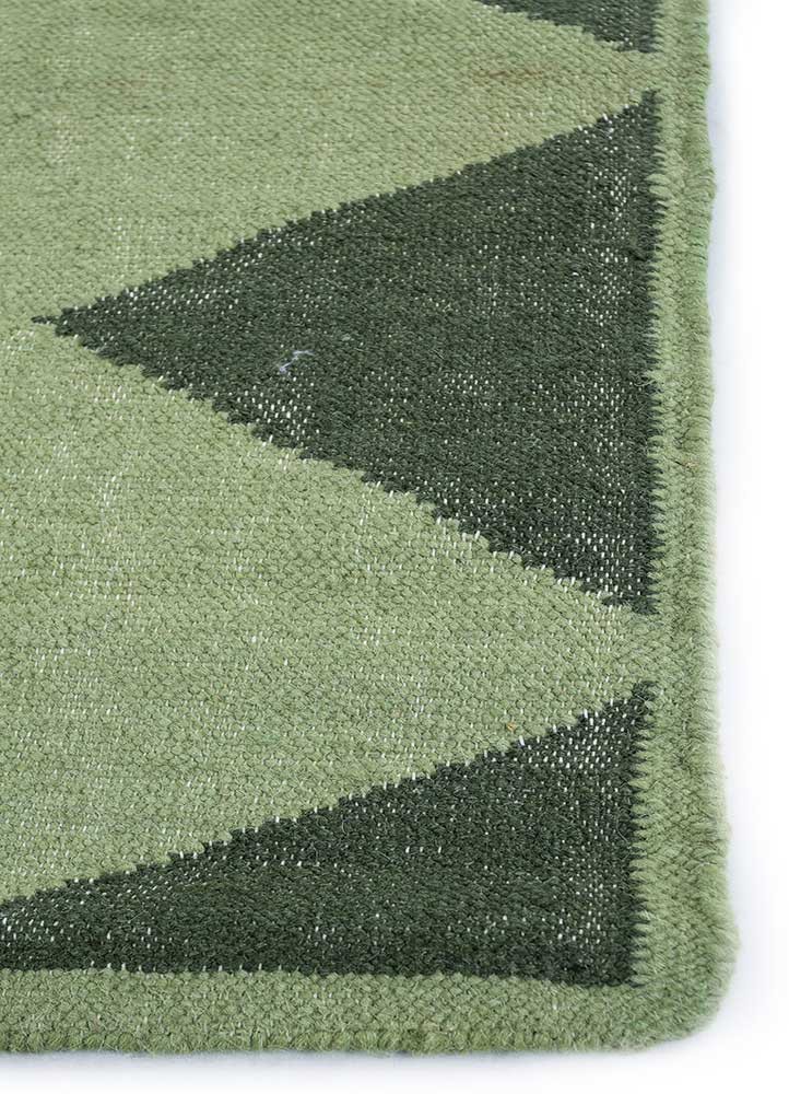 indusbar green wool flat weaves Rug - Corner indusbar green wool flat weaves Rug - Corner