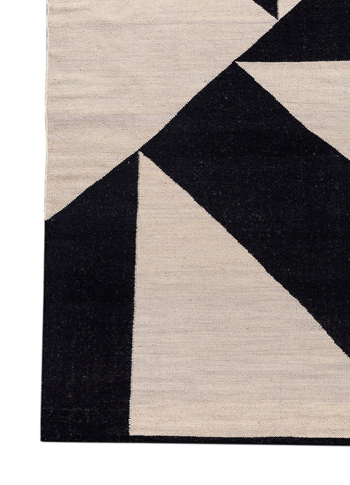 indusbar grey and black wool flat weaves Rug - Corner indusbar grey and black wool flat weaves Rug - Corner