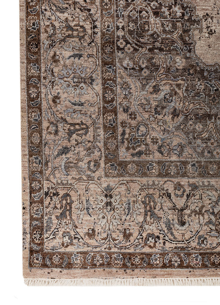 someplace in time beige and brown afghan wool hand knotted Rug - Corner someplace in time beige and brown afghan wool hand knotted Rug - Corner