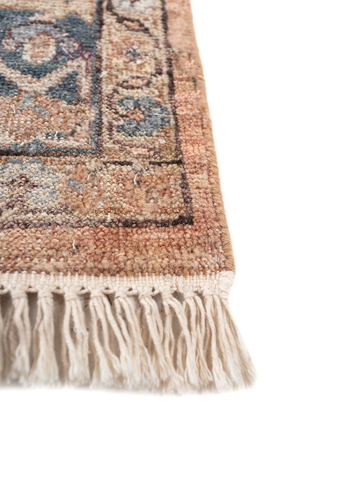 someplace in time red and orange afghan wool hand knotted Rug - Corner