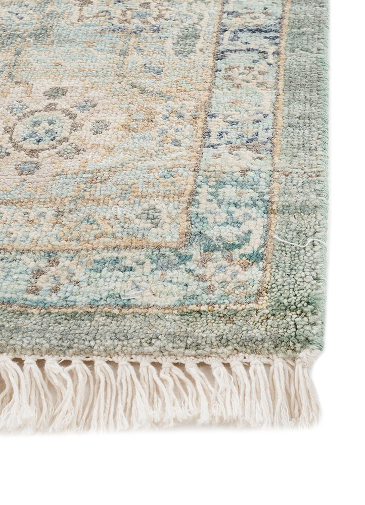 viscaya blue wool hand knotted Rug - Corner
