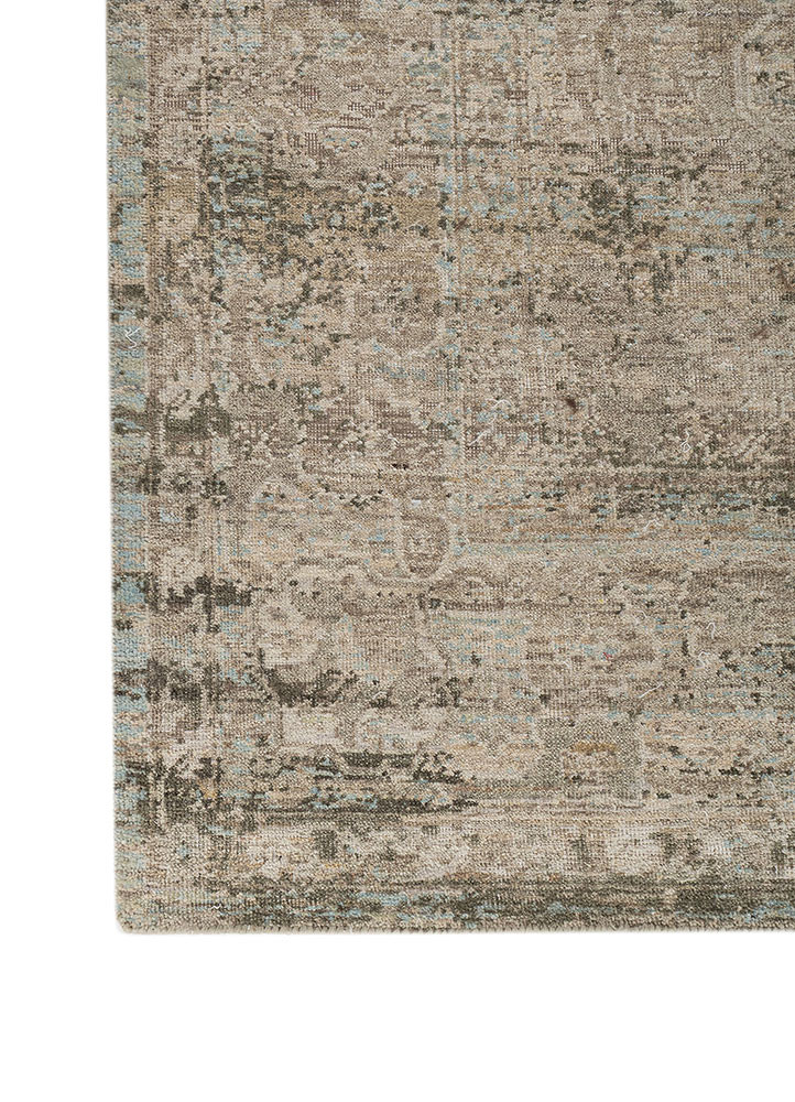 someplace in time green wool hand knotted Rug - Corner someplace in time green wool hand knotted Rug - Corner