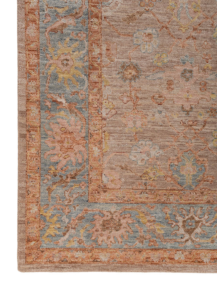 erbe pink and purple wool hand knotted Rug - Corner