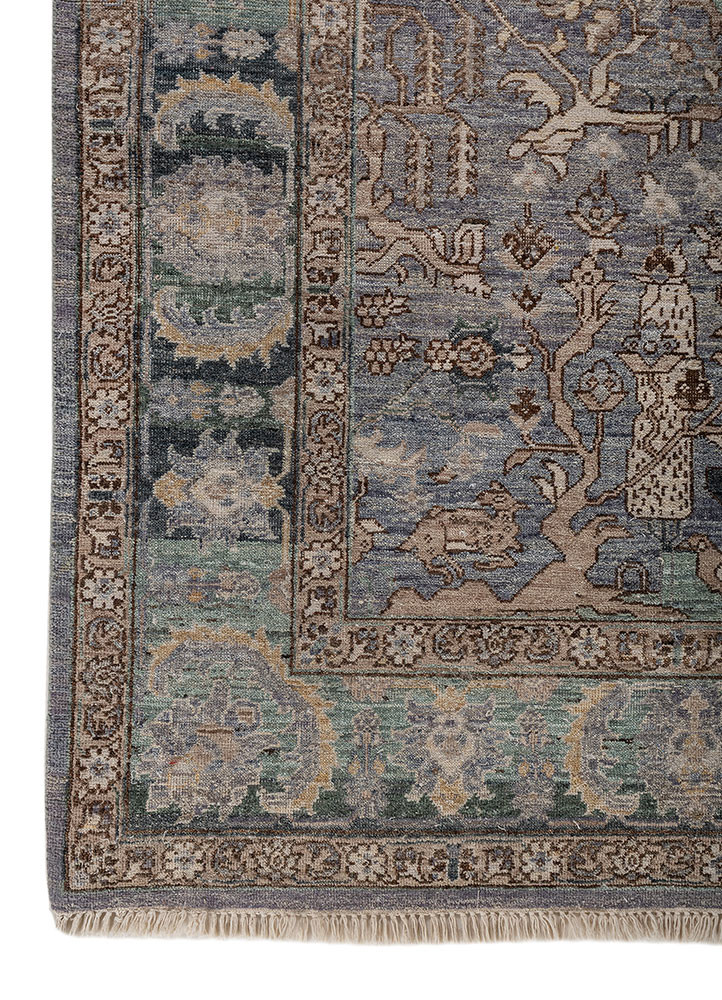 someplace in time blue afghan wool hand knotted Rug - Corner someplace in time blue afghan wool hand knotted Rug - Corner