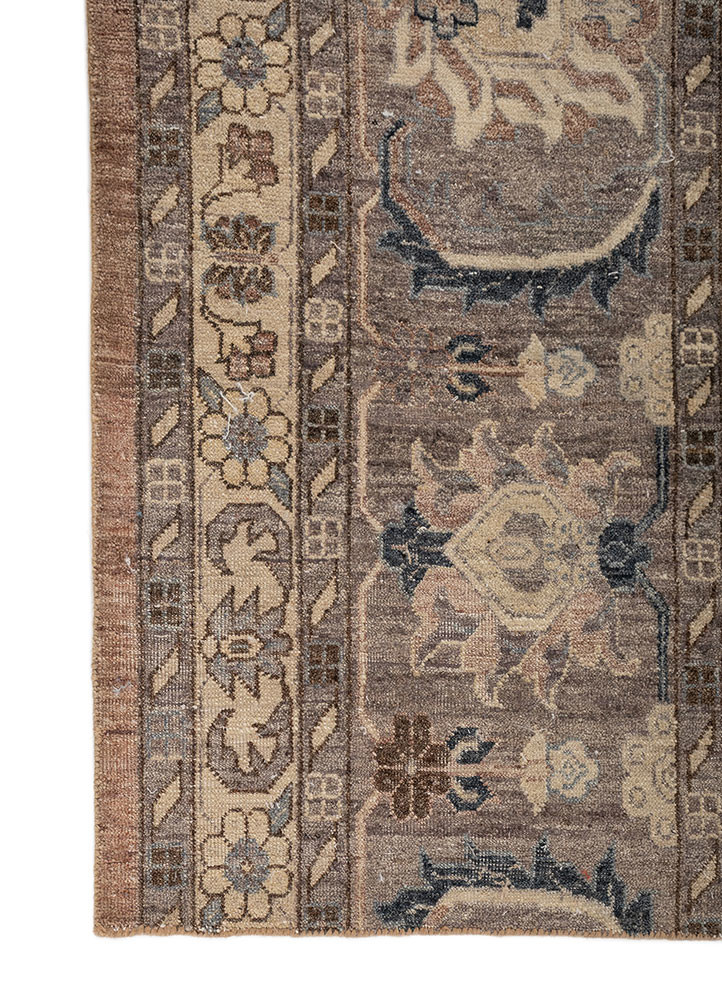 someplace in time red and orange wool hand knotted Rug - Corner