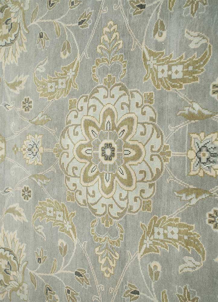 someplace in time blue afghan wool hand knotted Rug - Corner