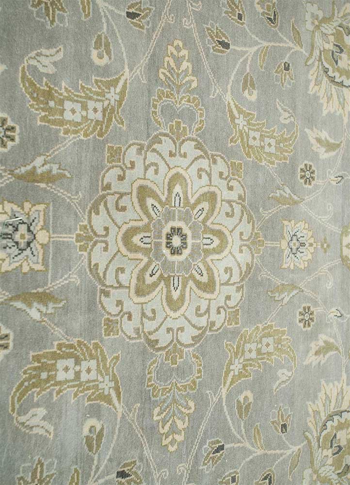 someplace in time blue afghan wool hand knotted Rug - Corner