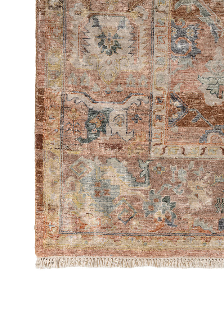 someplace in time red and orange afghan wool hand knotted Rug - Corner