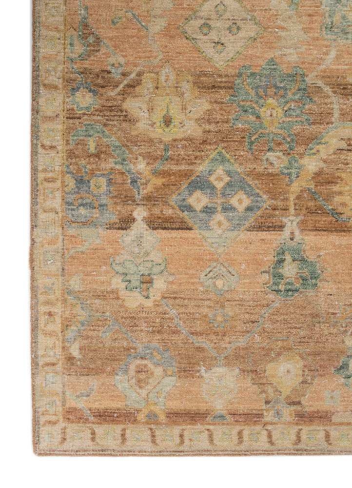 someplace in time red and orange wool hand knotted Rug - Corner someplace in time red and orange wool hand knotted Rug - Corner