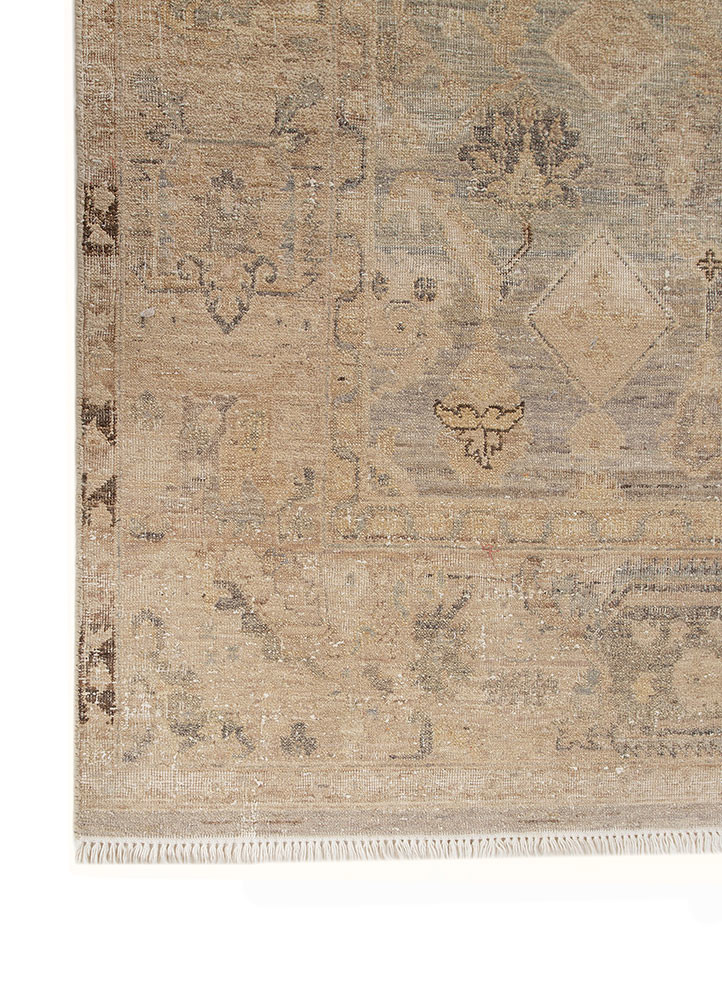 someplace in time blue wool hand knotted Rug - Corner someplace in time blue wool hand knotted Rug - Corner