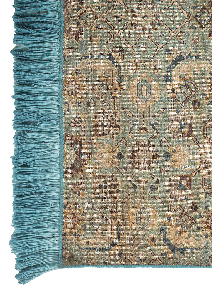 someplace in time blue wool hand knotted Rug - Corner someplace in time blue wool hand knotted Rug - Corner