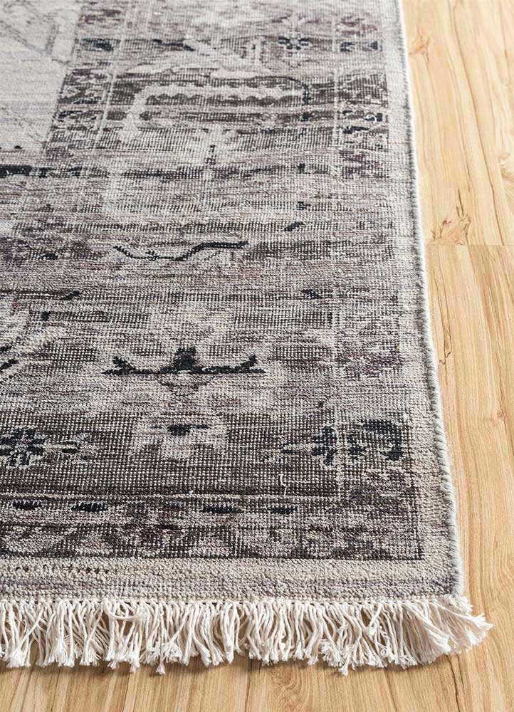 viscaya grey and black afghan wool hand knotted Rug - Corner