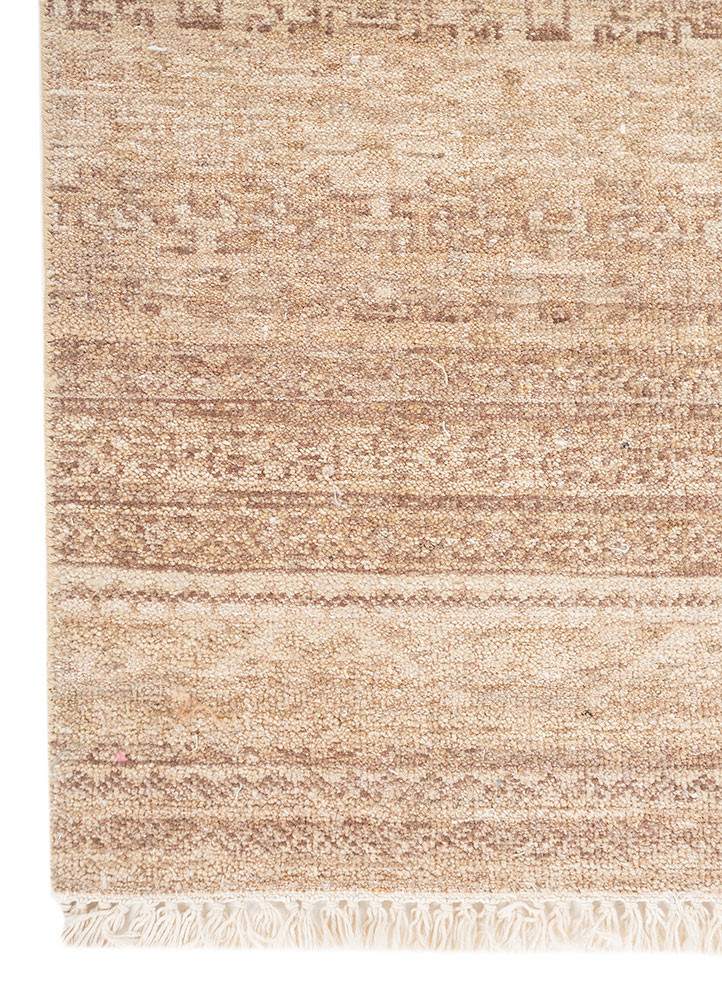 erbe beige and brown afghan wool hand knotted Rug - Corner