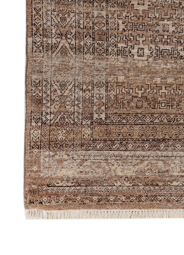 erbe beige and brown wool hand knotted Rug - Corner erbe beige and brown wool hand knotted Rug - Corner
