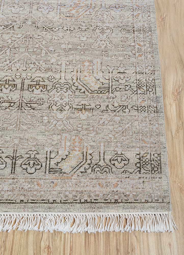 viscaya green afghan wool hand knotted Rug - Corner