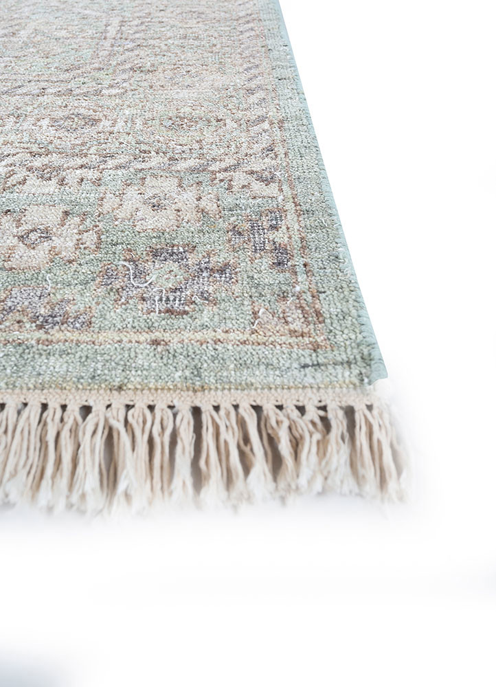 viscaya green afghan wool hand knotted Rug - Corner