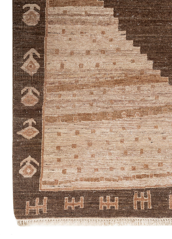 thyme beige and brown wool hand knotted Rug - Corner