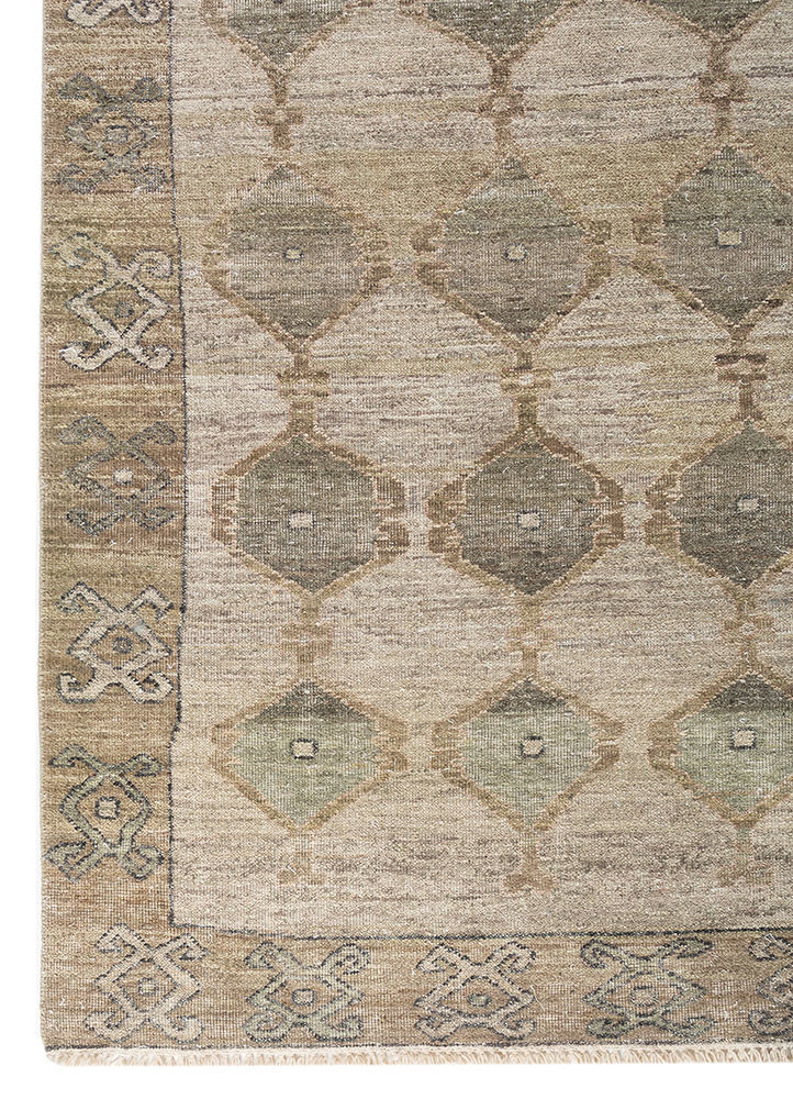 erbe green wool hand knotted Rug - Corner erbe green wool hand knotted Rug - Corner
