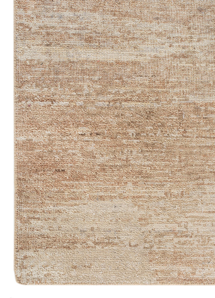 uvenuti beige and brown wool hand knotted Rug - Corner