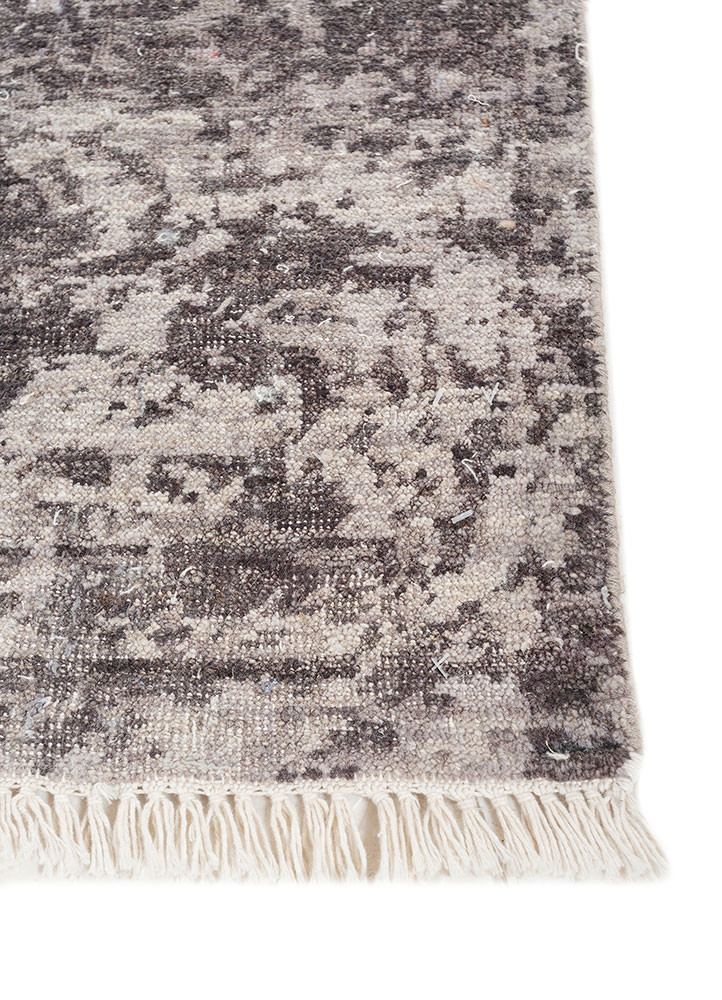 viscaya grey and black afghan wool hand knotted Rug - Corner