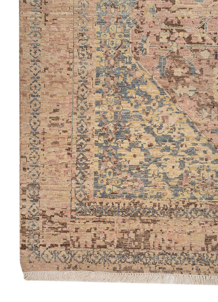 someplace in time red and orange wool hand knotted Rug - Corner someplace in time red and orange wool hand knotted Rug - Corner