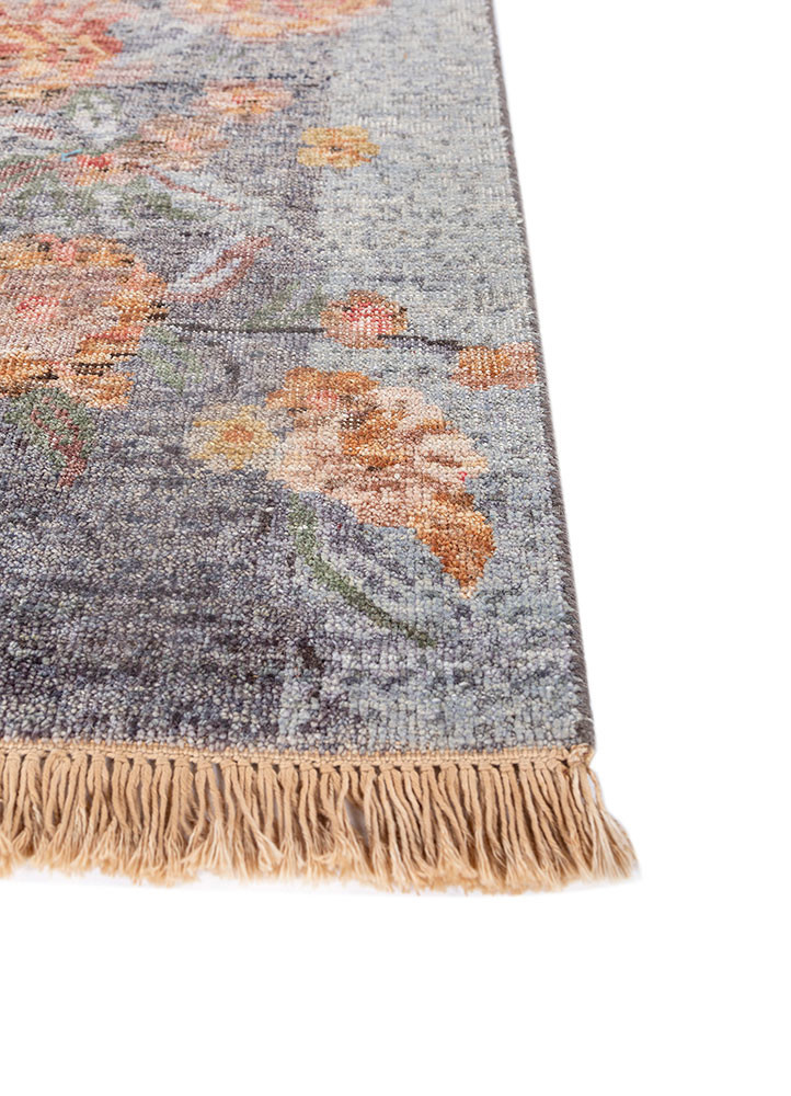 pansy grey and black afghan wool hand knotted Rug - Corner pansy grey and black afghan wool hand knotted Rug - Corner