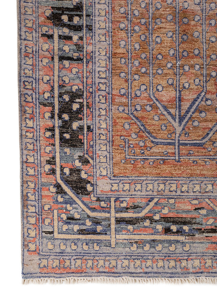 someplace in time blue afghan wool hand knotted Rug - Corner someplace in time blue afghan wool hand knotted Rug - Corner