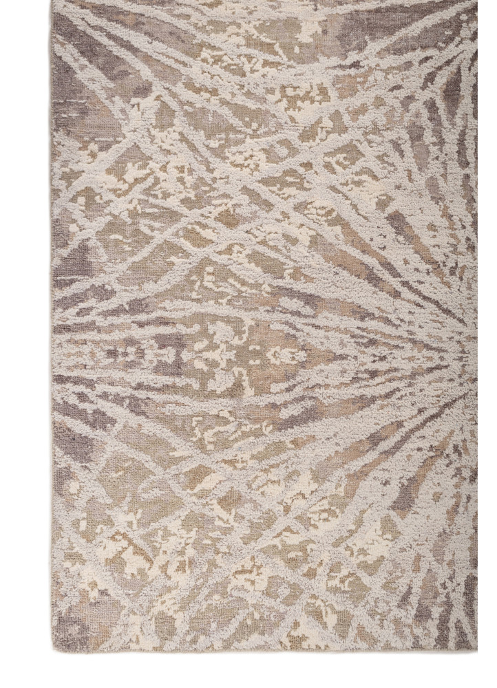 chaos theory by kavi grey and black wool and bamboo silk hand knotted Rug - Corner