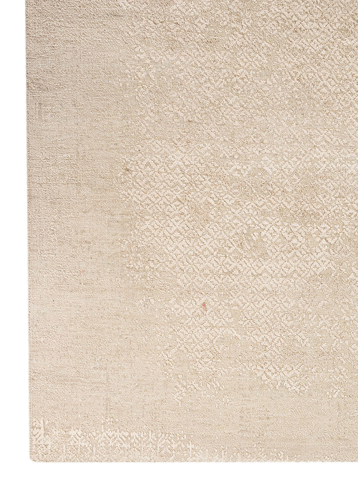 manifest ivory wool and silk hand knotted Rug - Corner