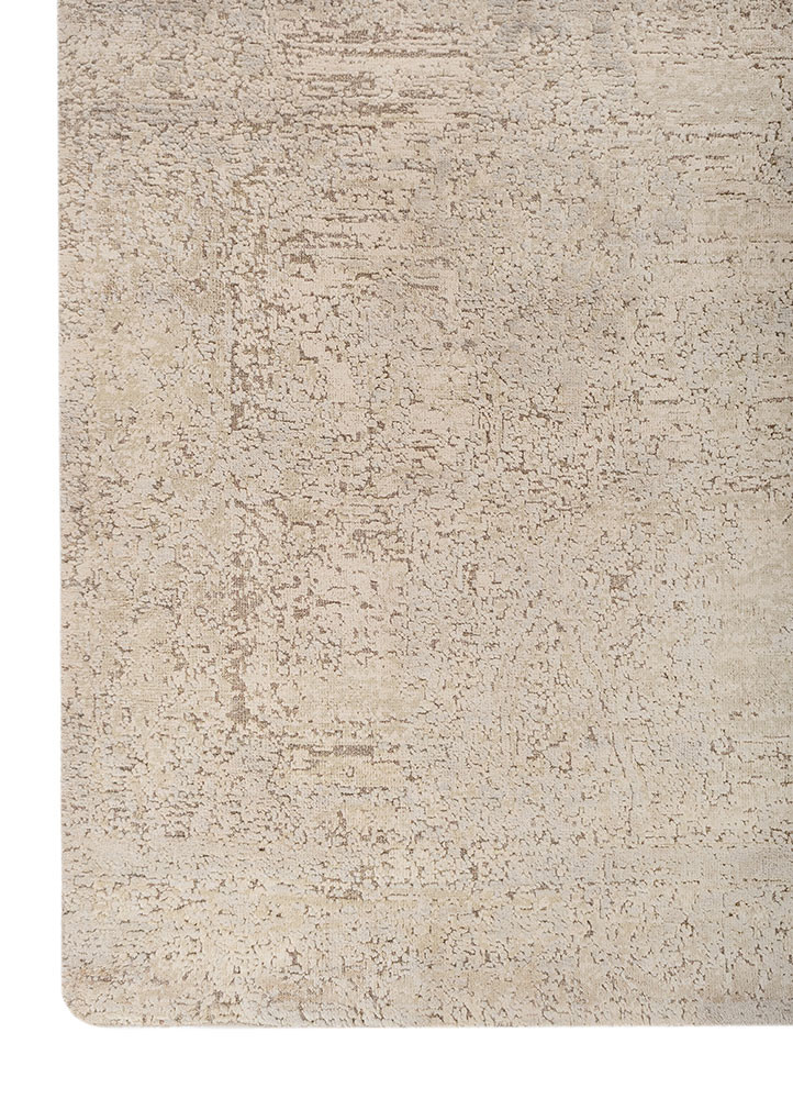 far east grey and black wool and silk hand knotted Rug - Corner