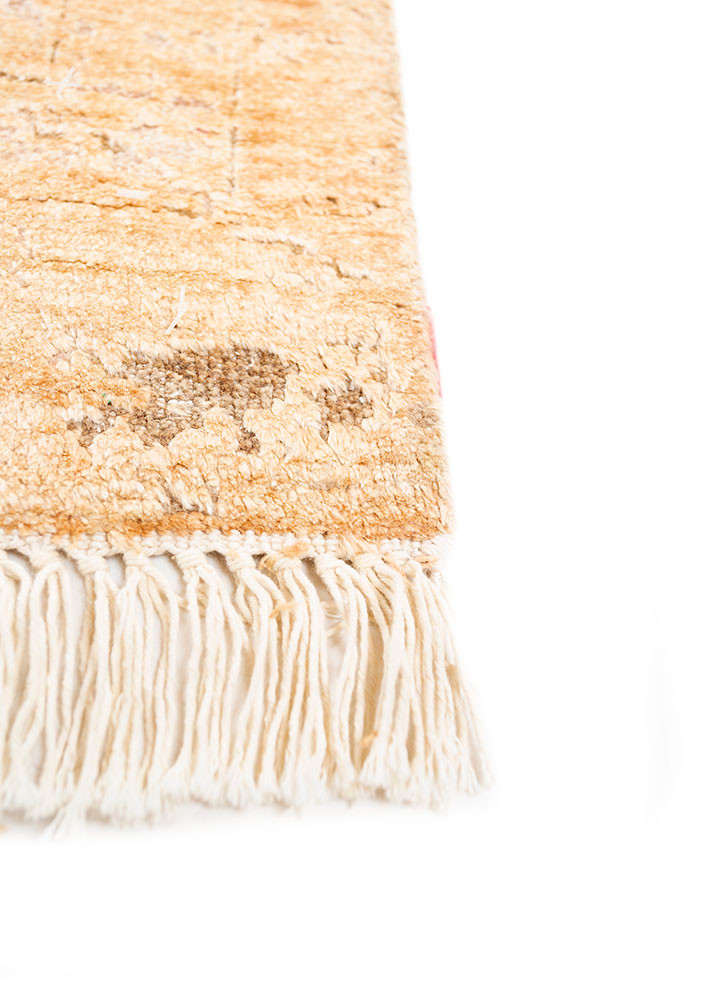 far east beige and brown wool and silk hand knotted Rug - Corner far east beige and brown wool and silk hand knotted Rug - Corner