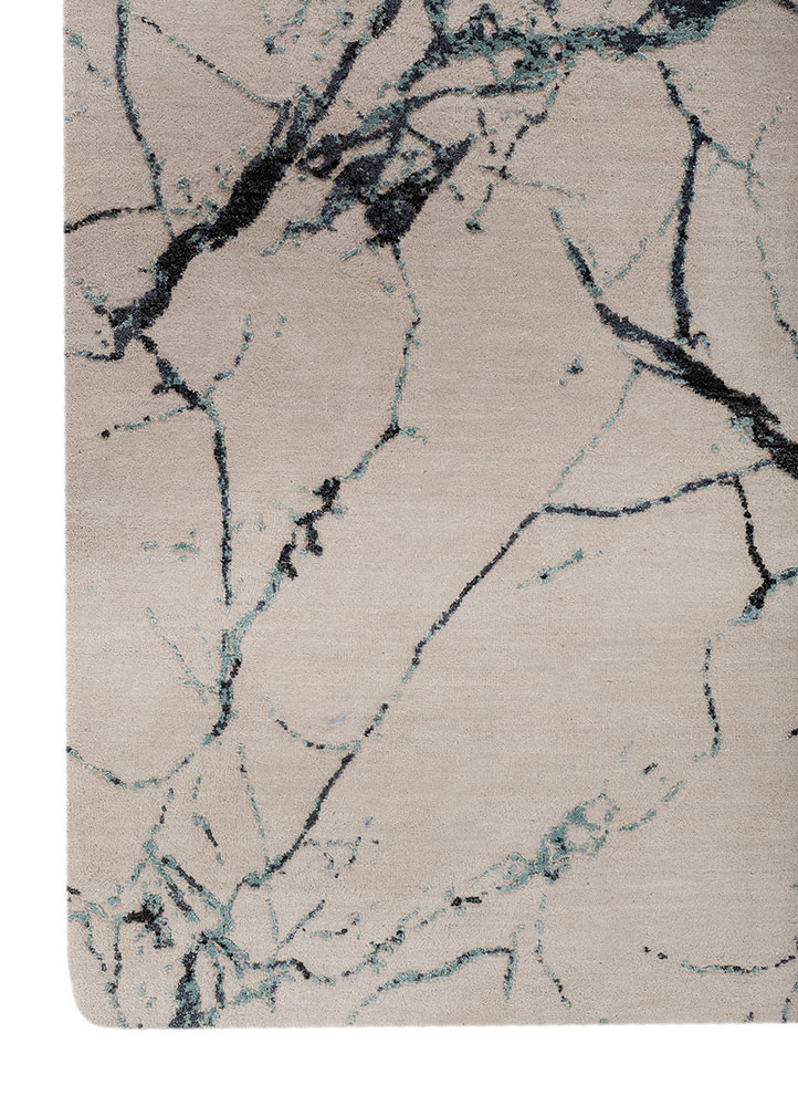 urban pause by kavi ivory wool and silk hand knotted Rug - Corner