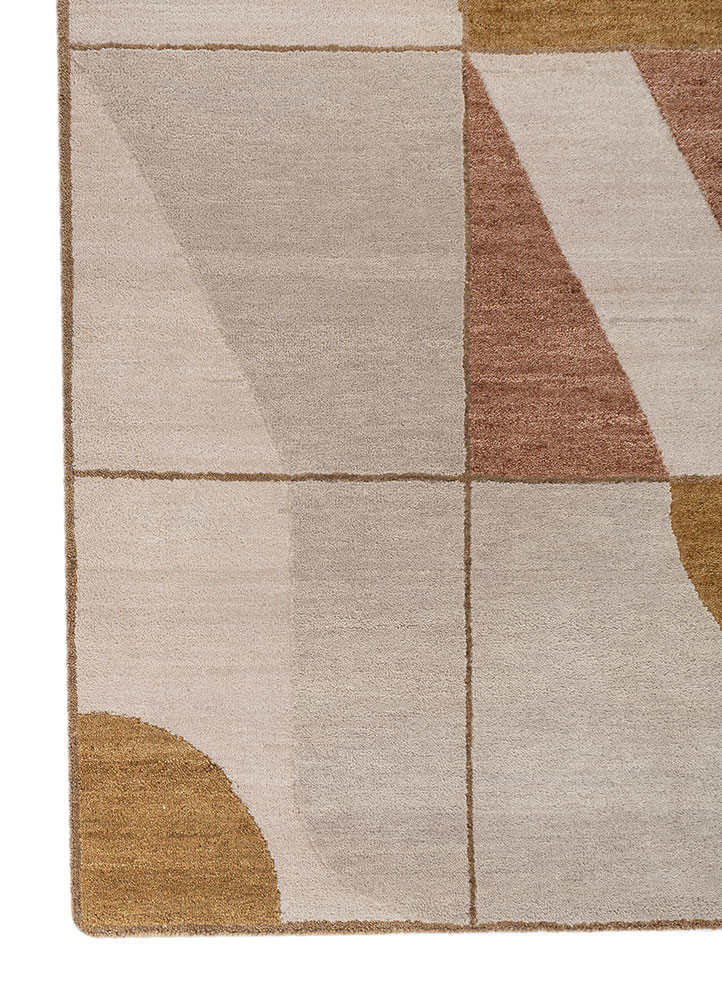 aakar by kavi gold wool and silk hand knotted Rug - Corner