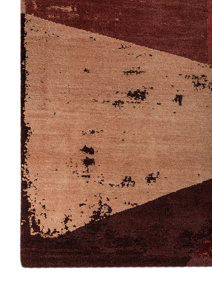 unfold by kavi red and orange wool and silk hand knotted Rug - Corner