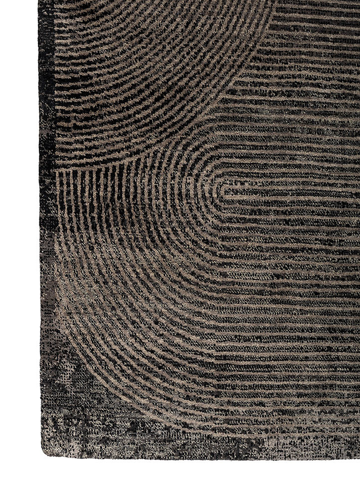 azalea grey and black wool and silk hand knotted Rug - Corner azalea grey and black wool and silk hand knotted Rug - Corner