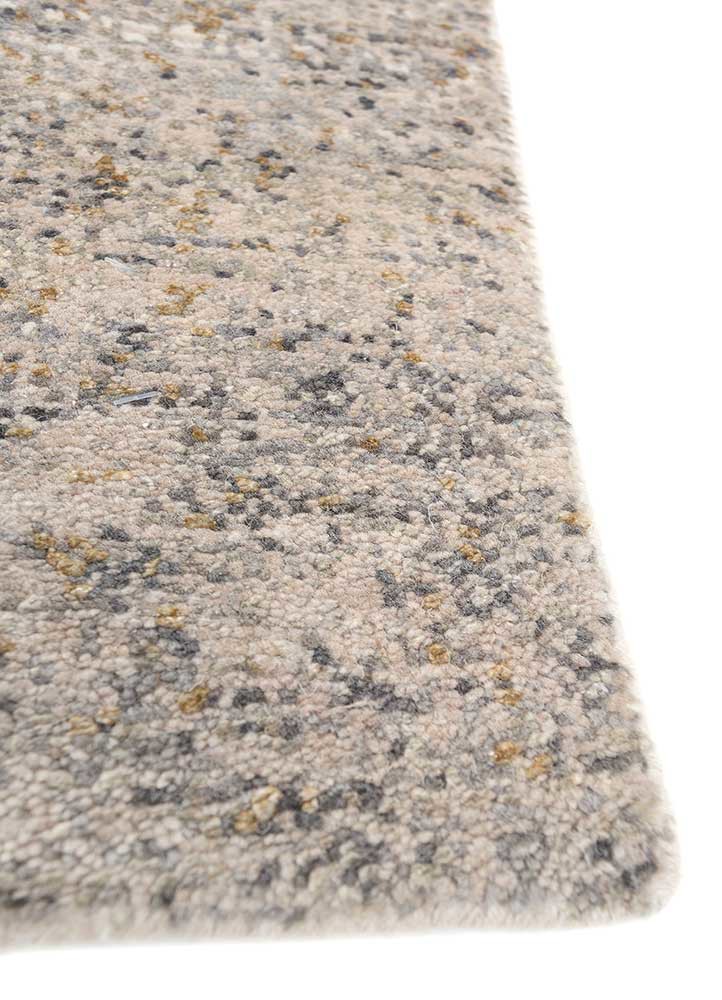 entropy ivory wool and silk hand knotted Rug - Corner