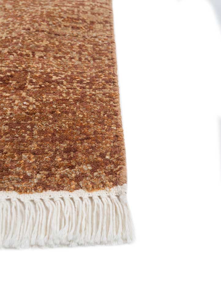 entropy beige and brown wool and silk hand knotted Rug - Corner