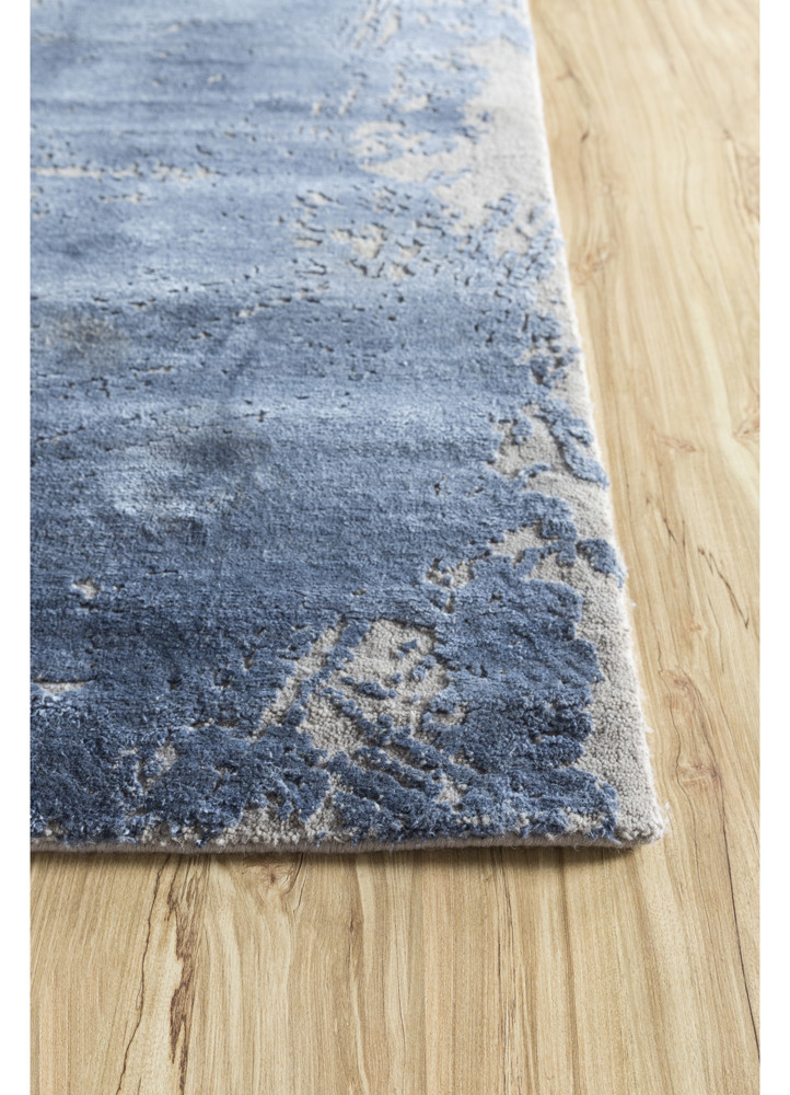 free verse by kavi grey and black wool and silk hand knotted Rug - Corner free verse by kavi grey and black wool and silk hand knotted Rug - Corner