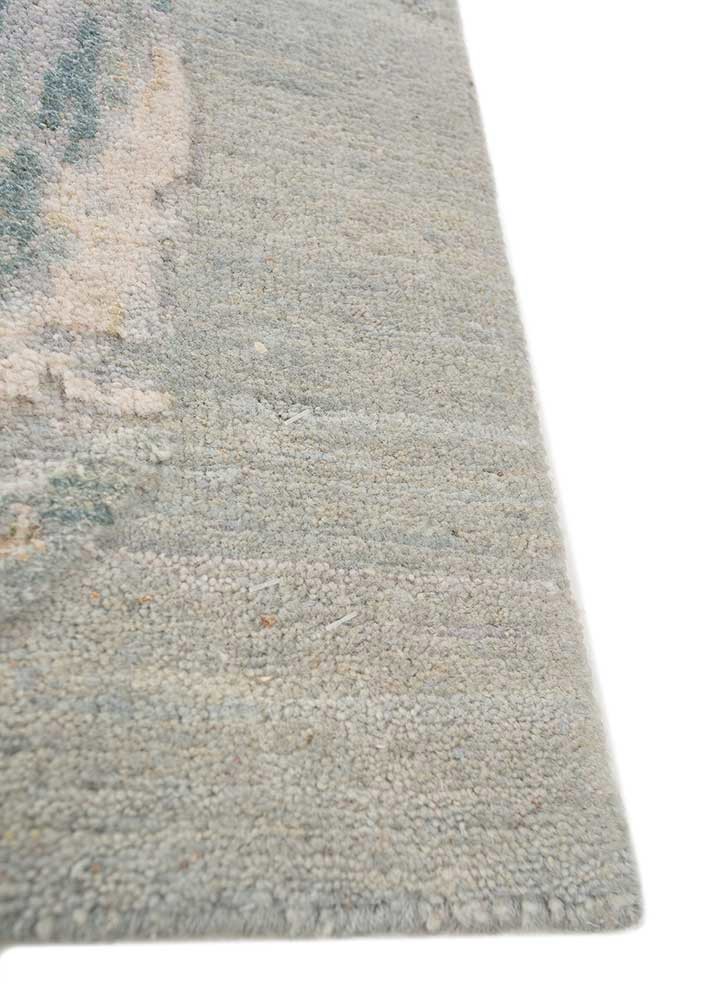 unfold by kavi ivory wool and silk hand knotted Rug - Corner