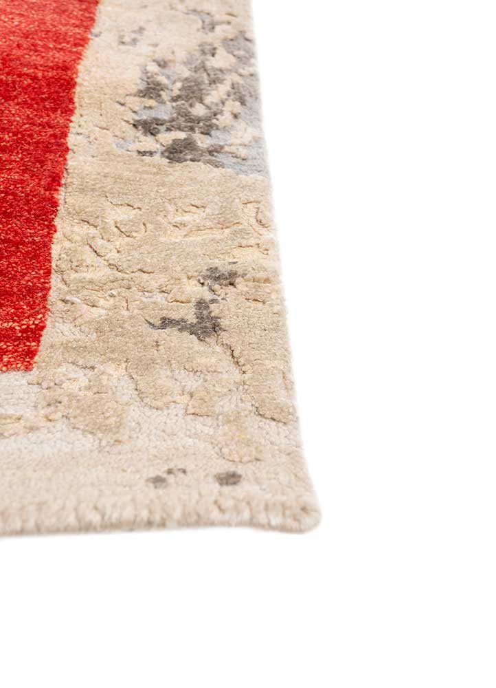 aakar by kavi ivory wool and silk hand knotted Rug - Corner