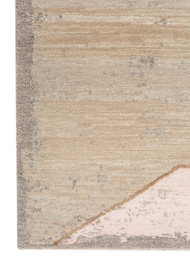 hidden by kavi beige and brown wool and silk hand knotted Rug - Corner