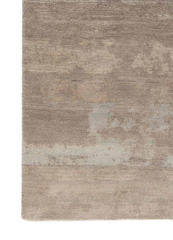 entropy ivory wool and silk hand knotted Rug - Corner entropy ivory wool and silk hand knotted Rug - Corner