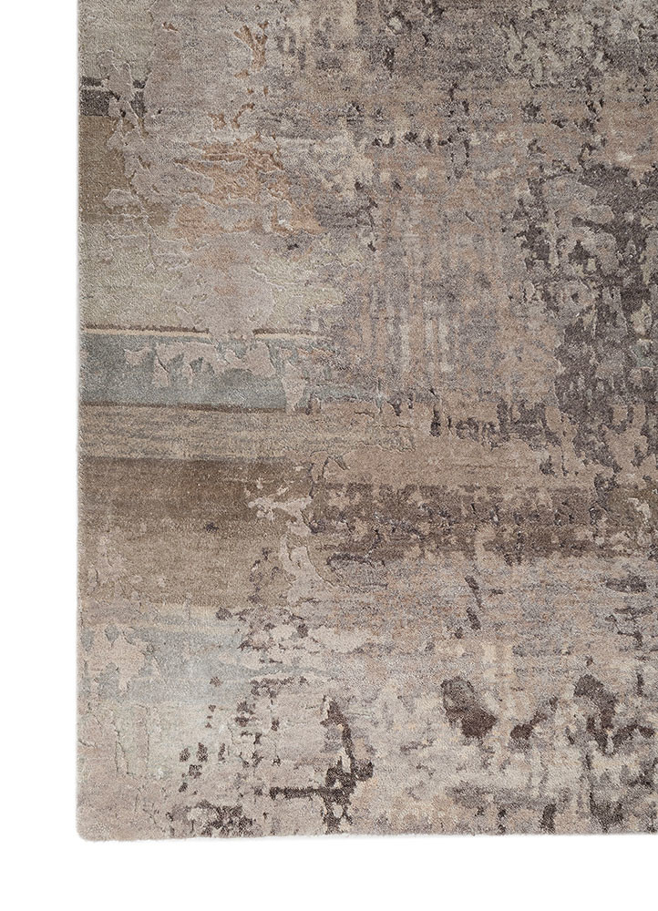 aprezo beige and brown wool and silk hand knotted Rug - Corner aprezo beige and brown wool and silk hand knotted Rug - Corner