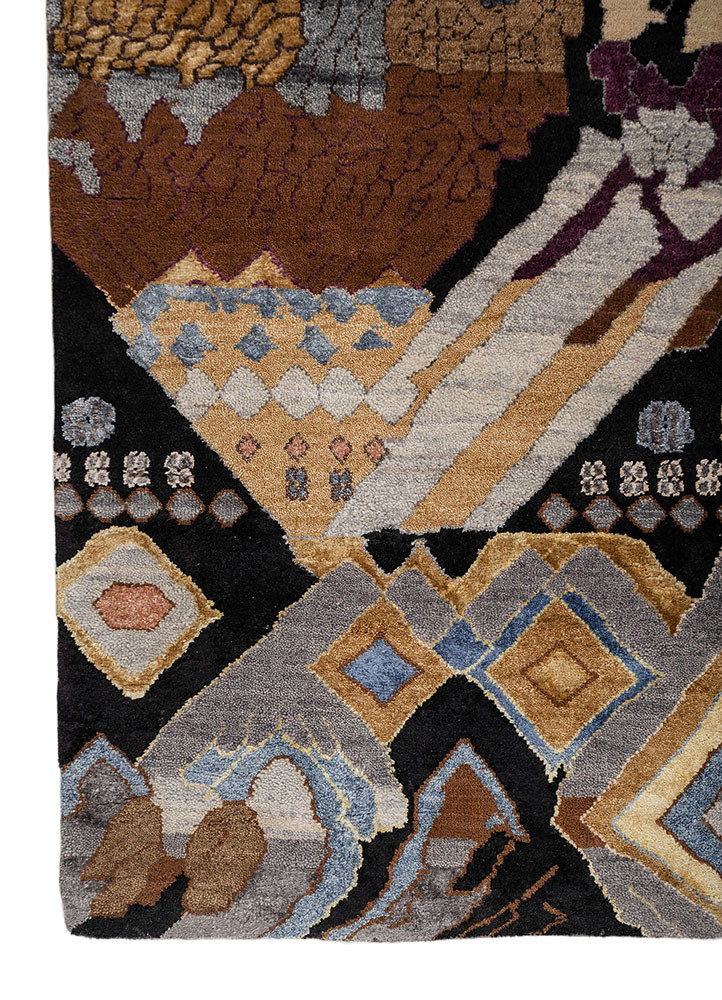 weaver art reserve blue wool and silk hand knotted Rug - Corner weaver art reserve blue wool and silk hand knotted Rug - Corner