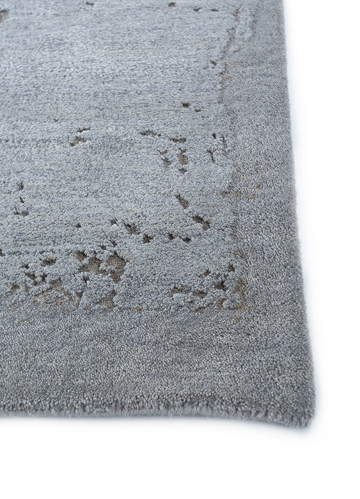 urban pause by kavi grey and black wool and silk hand knotted Rug - Corner urban pause by kavi grey and black wool and silk hand knotted Rug - Corner